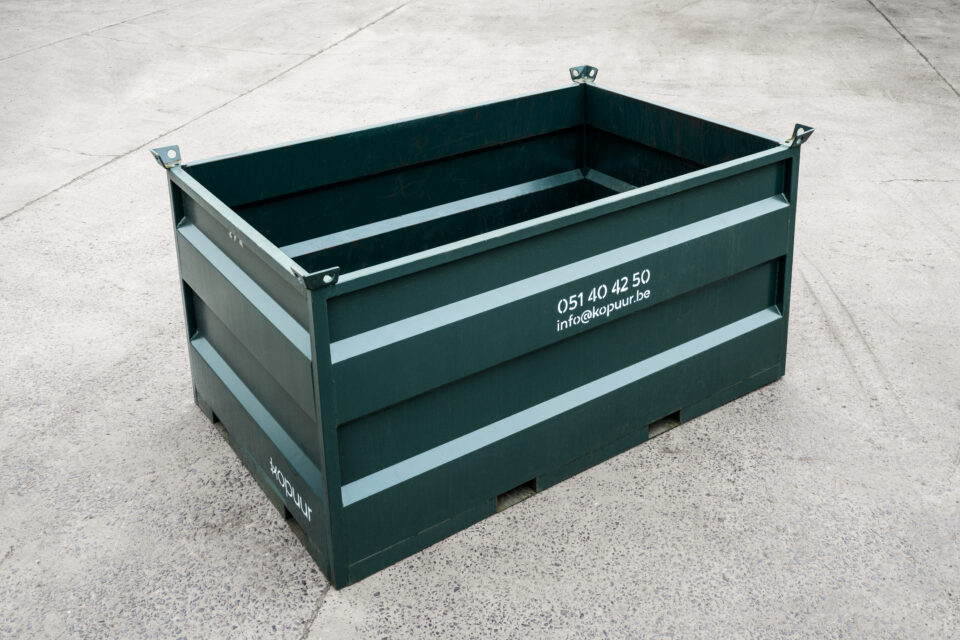 Groene Kopuur-container M40 voor kabelafval, inhoud 4 m³, afmetingen 240 x 150 x 125 cm, gratis containerservice voor bedrijven