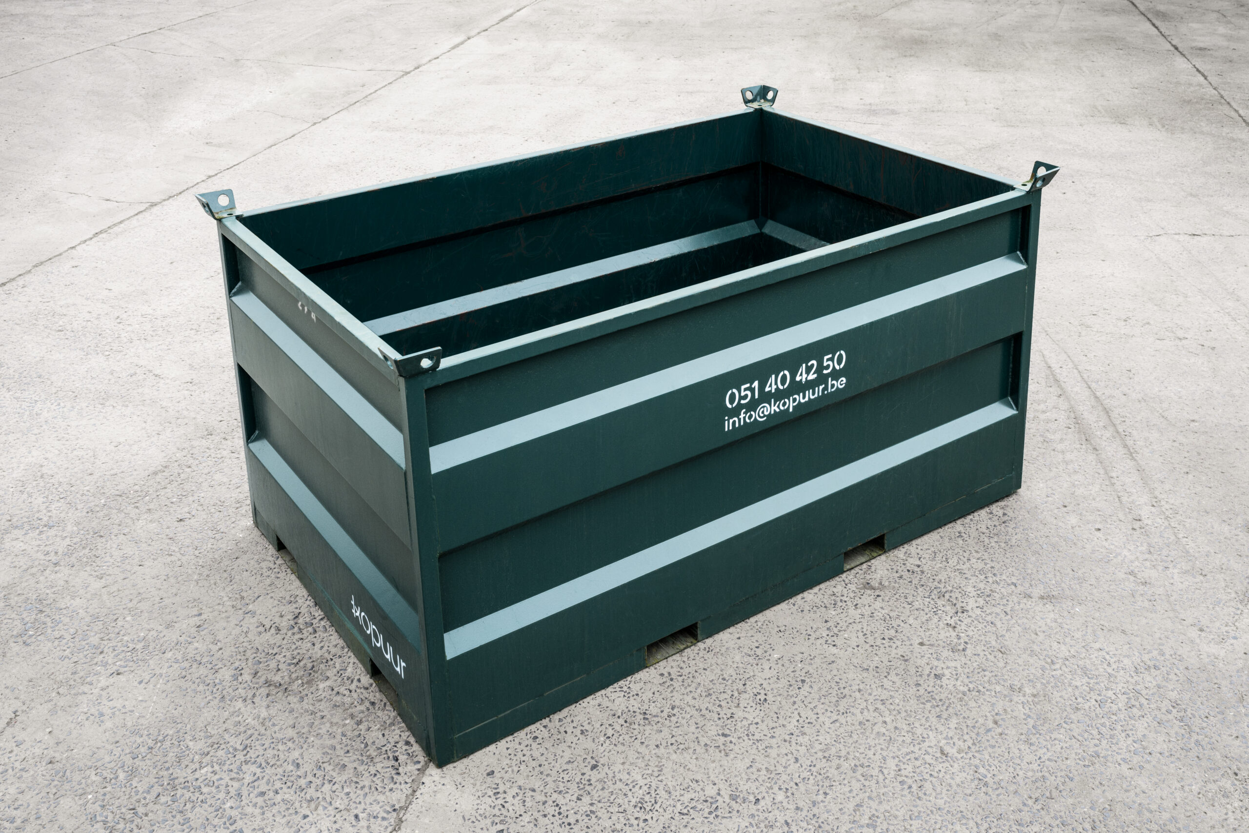 Groene Kopuur-container M40 voor kabelafval, inhoud 4 m³, afmetingen 240 x 150 x 125 cm, gratis containerservice voor bedrijven